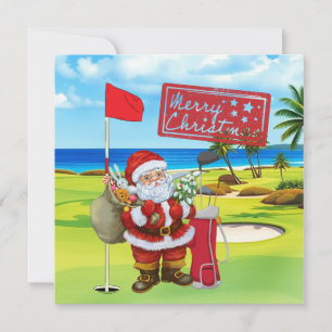 God jul med Jultomten Golfer Julkort
