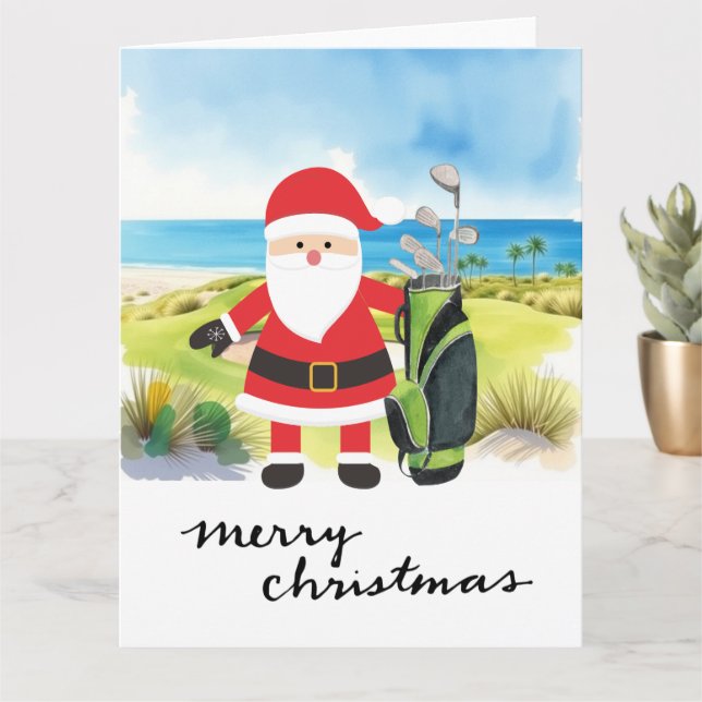 God jul med Jultomten Golfer Kort (Liten växt)