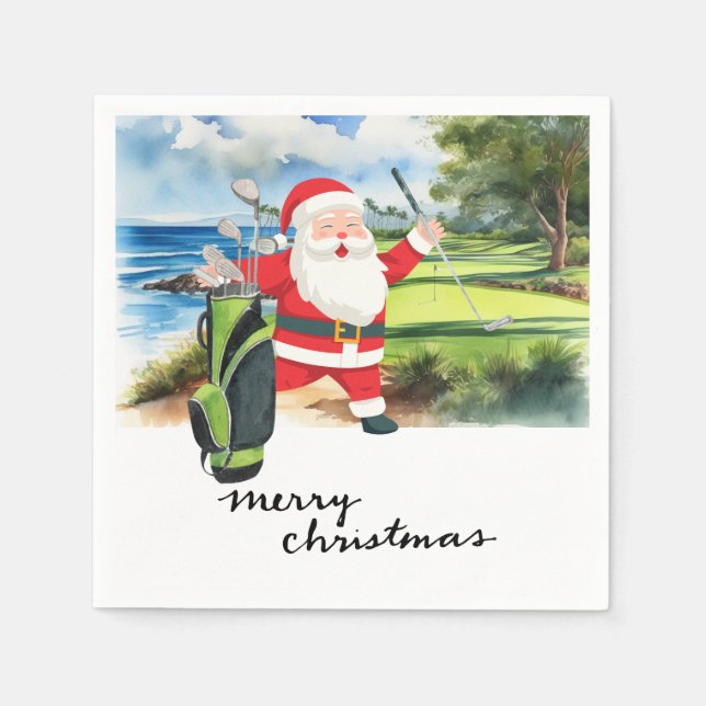 God jul med Jultomten Golfer Pappersservett (Framsidan)