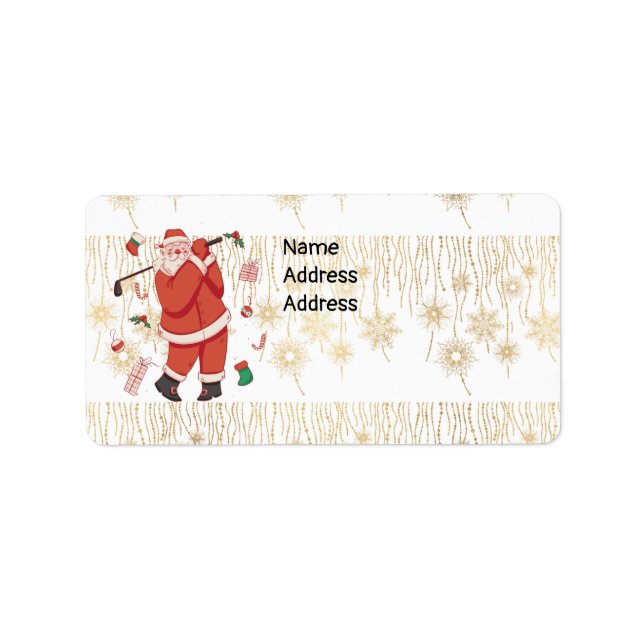 God jul med Jultomten Golfing roligt Adressetikett (Framsidan)