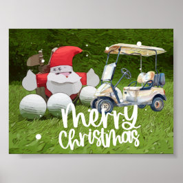 God jul med Jultomten och golf bollar Poster