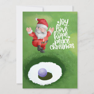 God jul med Jultomten på grönt gräs Julkort