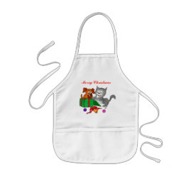 God jul med katt och valp barnförkläde