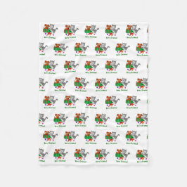 God jul med katt och valp fleecefilt