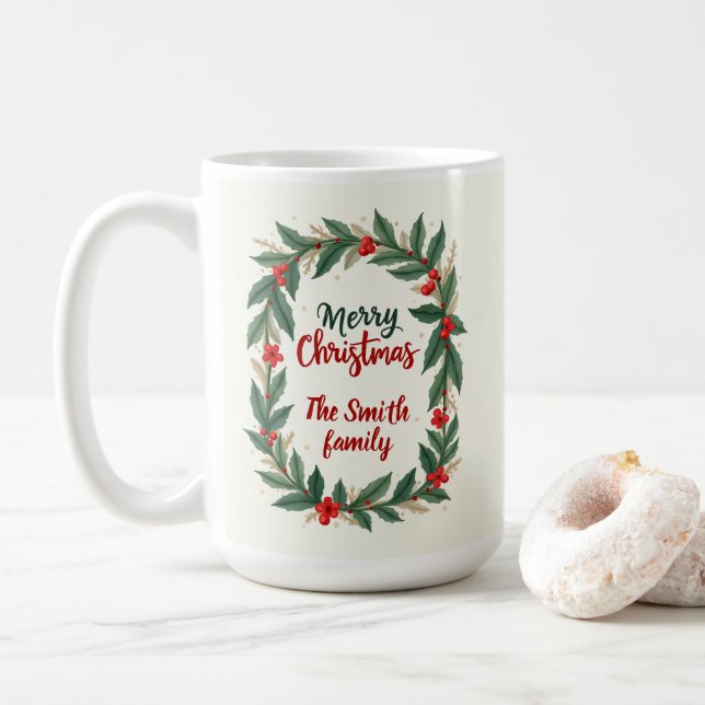 God Jul Med Krans Och Namn Kaffemugg (Med munk)