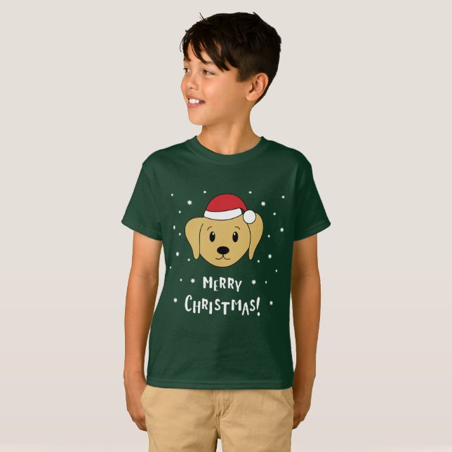 God jul med Labrador T Shirt (Hel framsida)