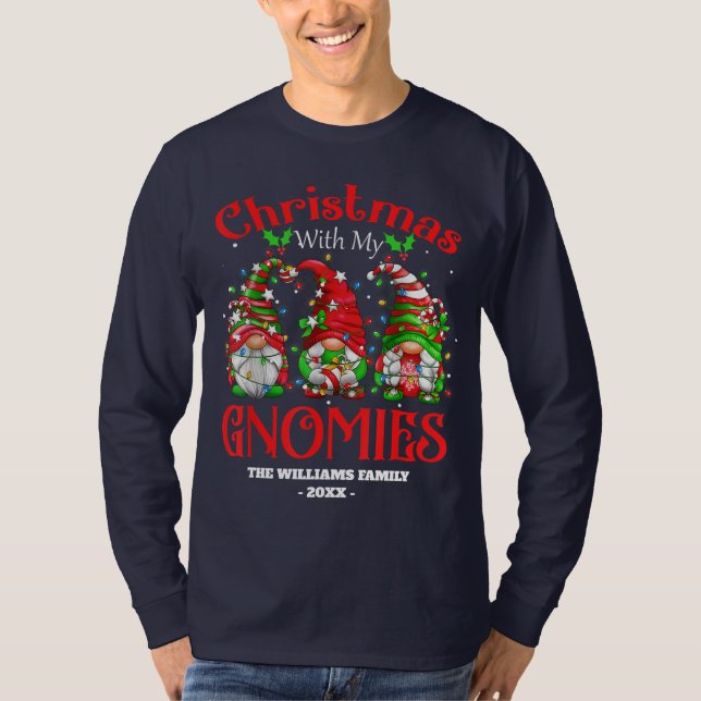 God jul med min familj Gnome Julafton T Shirt (Framsida)