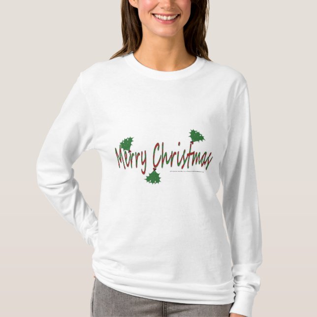 god jul med Mistletoe Womans Hoodie T-shirt (Framsida)