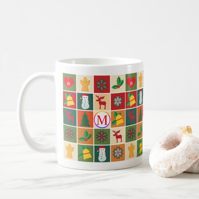 God jul med Monogram Kaffemugg (Med munk)