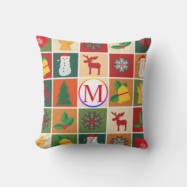 God jul med Monogram Kudde (Framsida)