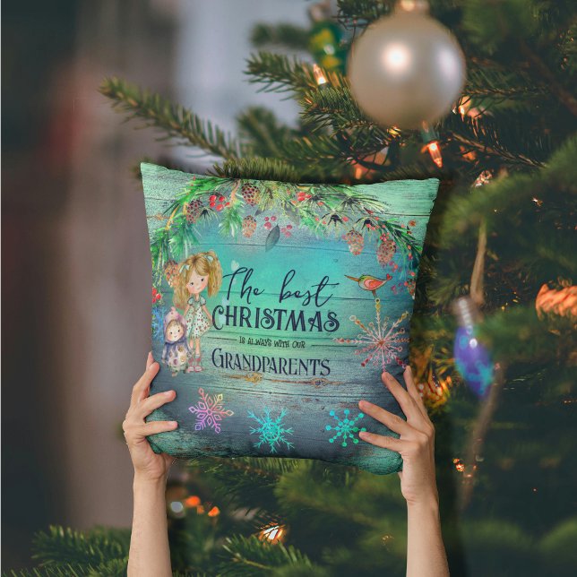 God jul med morföräldrar kudde (Best Christmas with Grandparents Throw Pillow front)