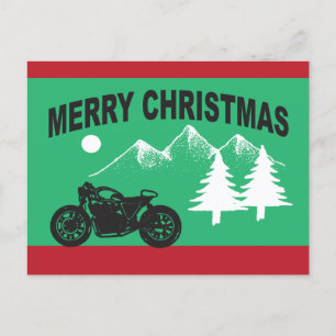 God jul med motorcykel och berg vykort