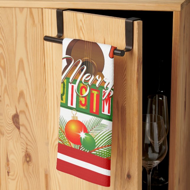 God jul med musikinstrument kökshandduk (Thirds Fold)