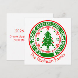 God jul med namn med familj kort