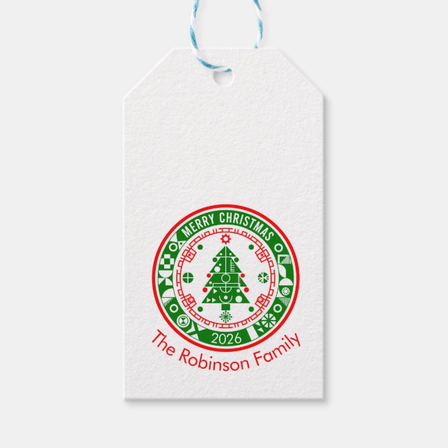 God jul med namn med familj presentetikett (Framsidan)