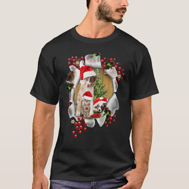God jul med pet-älskare t-shirt (Framsida)