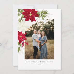 God jul med Poinsettias Julkort