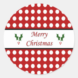 God jul med Polka Dot mönster Runt Klistermärke