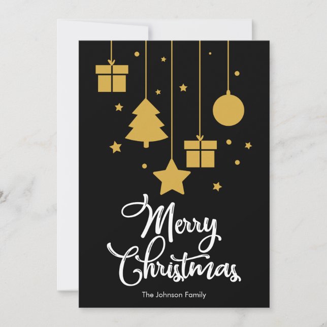 God jul med Presenter Black Julkort (Framsida)