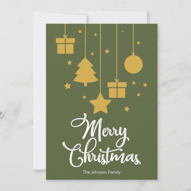 God jul med Presenter Mörk Oliv grönt Julkort (Framsida)