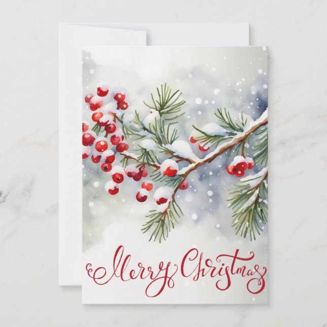 God jul med Red Berries och Gräs Träd (Framsida)