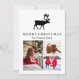 God jul med Reindeer Add Photos och Namn Julkort