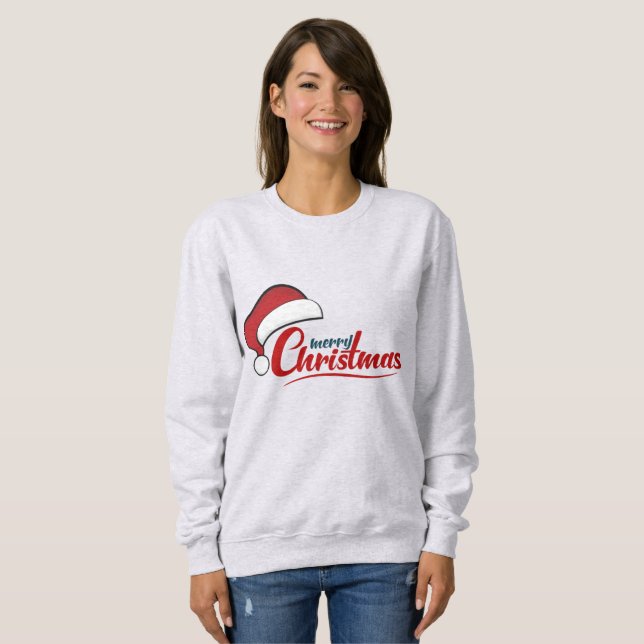 God jul med Santa Hat T Shirt (Hel framsida)