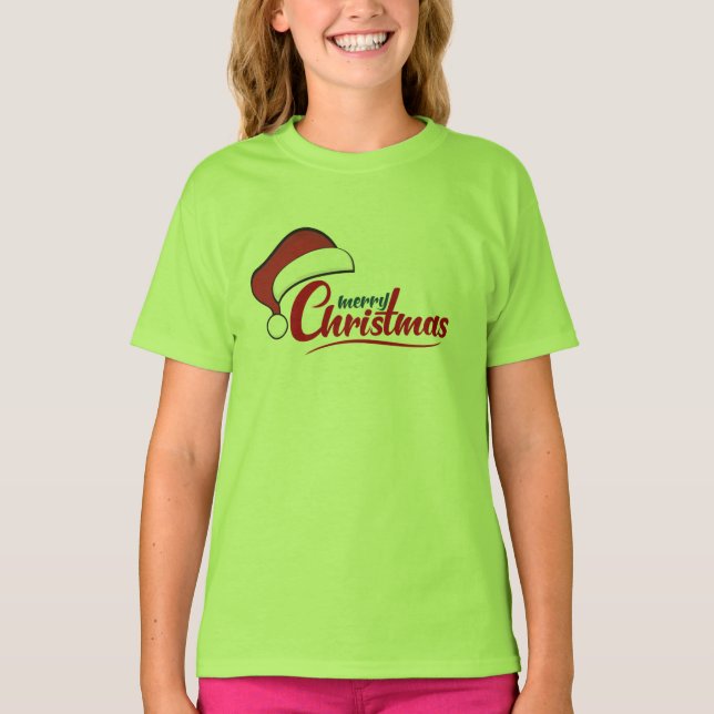 God jul med Santa Hat T-Shirt (Framsida)