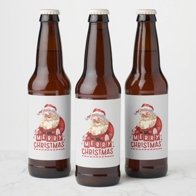God jul med Santa Helgdag Julafton Ölflaska Etikett (Flaskor)