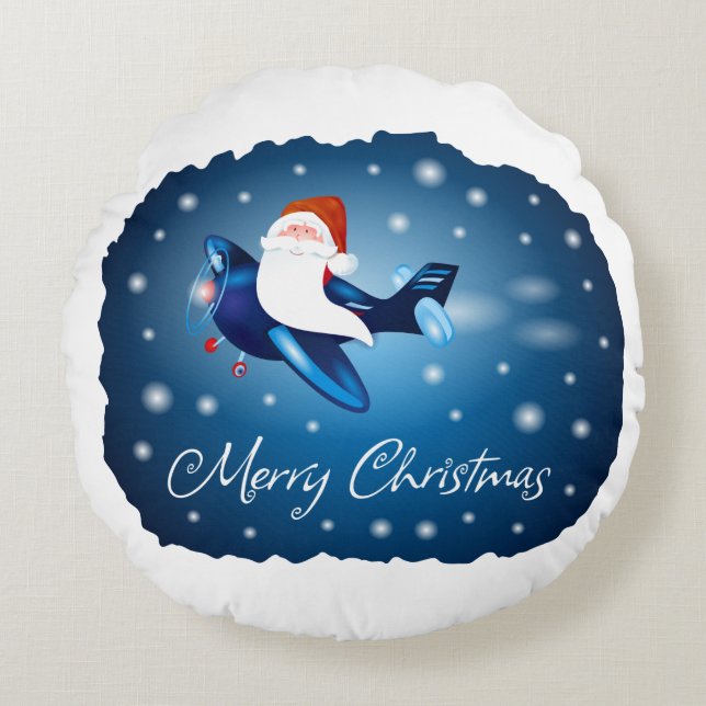 God jul med Santa Rund Kudde (Framsidan)