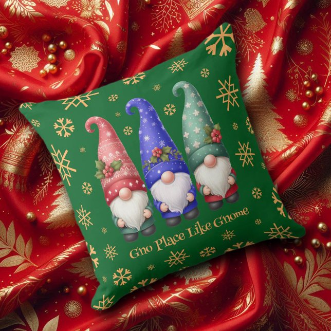 God jul med Snöflingor Kudde (Christmas Gnomes with Snowflakes Throw Pillow Cover Photo)