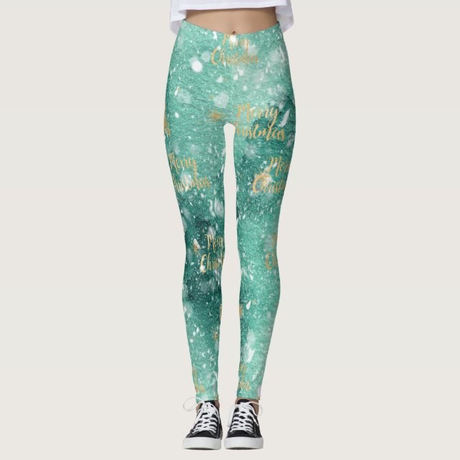 god jul med Snöflingor Leggings (Framsida)