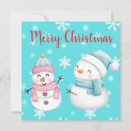 God jul med Snöflingor, Snögubbe och kvinnor Inbjudningar