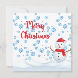 God jul med Snöflingor, Snögubbe w/ Scarf Inbjudningar