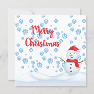 God jul med Snöflingor, Snögubbe w/ Scarf Inbjudningar