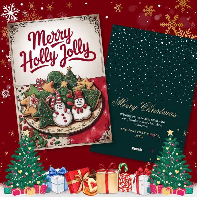 God jul med Snögubbar och Träd Cookies Julkort (Skapare uppladdad)