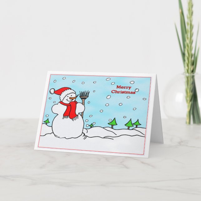 God jul med Snögubbe-kort Helgkort (Framsida)