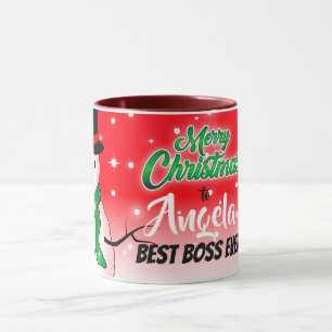 God jul med Snögubbe på bästa Chef någonsin Mugg