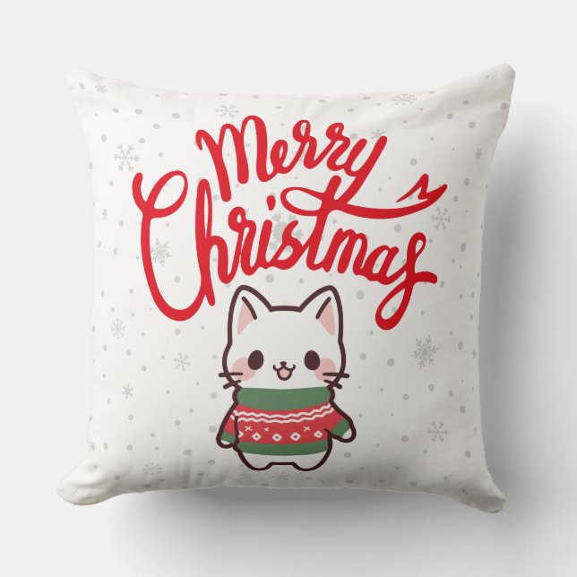 God jul med söt kattunge kudde (Framsida)