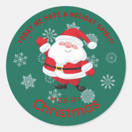God jul med söt tomte Personlig Runt Klistermärke