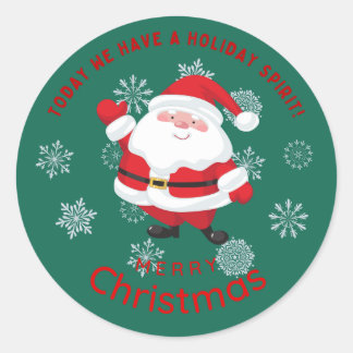 God jul med söt tomte Personlig Runt Klistermärke