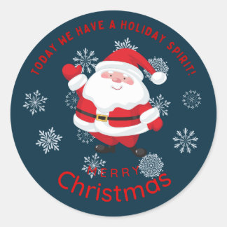 God jul med söt tomte runt klistermärke