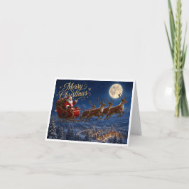 God jul med tomte på hans släde kort