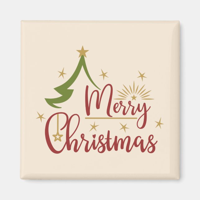 God Jul med Träd Magnet (Framsidan)