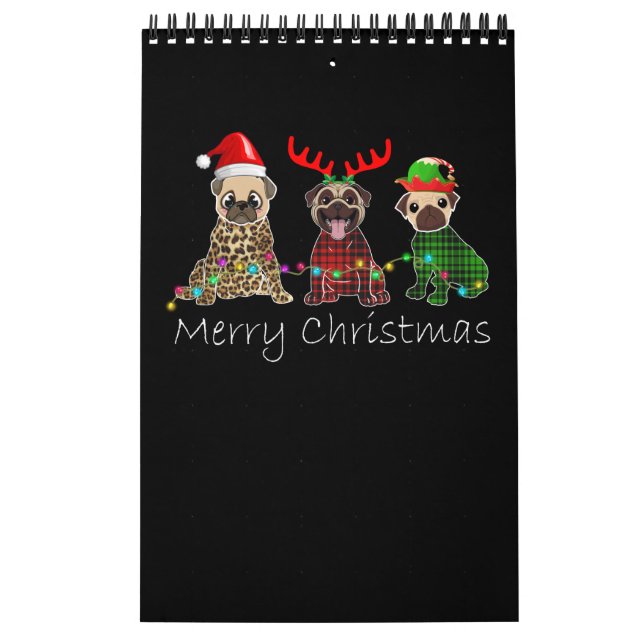 God jul med tre pug hundar kalender (Omslag)