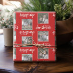 God jul med två fyrkantsbilder - rött presentpapper<br><div class="desc">Lägg till två bilder till den här söta helgdag - perfekt för barnen. Ett enkelt och modernt foto som gör en minnesvärd figursättning under träd. Ett modernt minimitypsnitt med ställe för att överföra 2 kvadratfoton.</div>