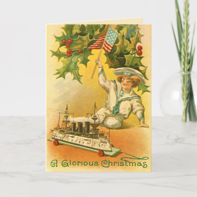 God jul med USA flagga Sailor Helgkort (Framsida)