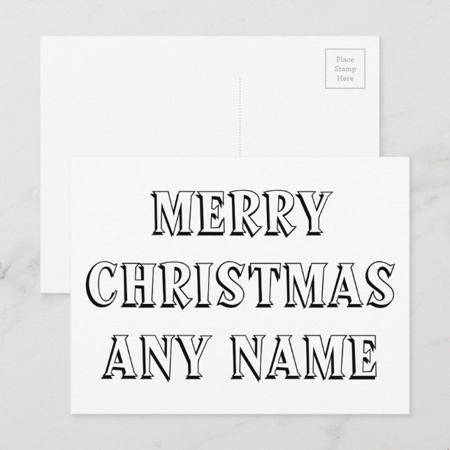 God Jul med valfritt namn - Måla själv Vykort (Fram/baksida)