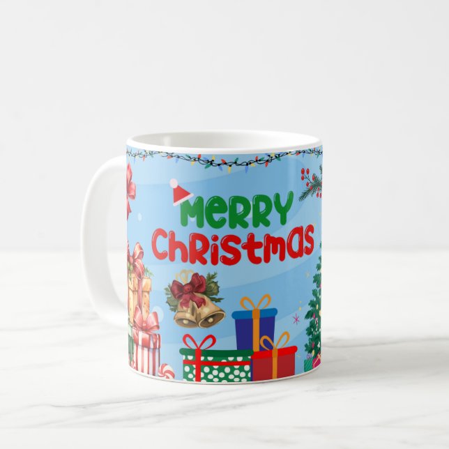 God jul med vinterrenar julpresent kaffemugg (Framsida vänster)
