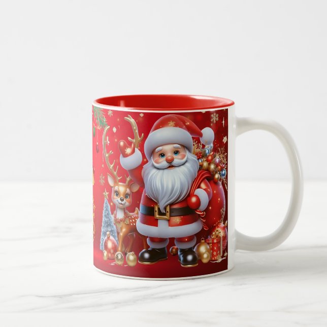 God jul med vinterskjuts högtidspresent  Två-Tonad mugg (Höger)
